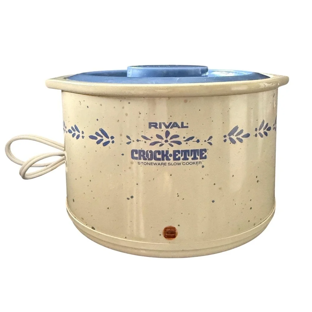 Rival Crockette Slow Cooker Cornflower Blue Crock Pot‎ BBQ Potluck Cook Vintage